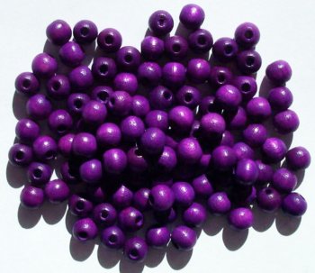 100 6mm Purple Round Wood Beads