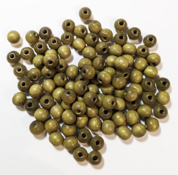 100 6mm Olive Green Round Wood Beads
