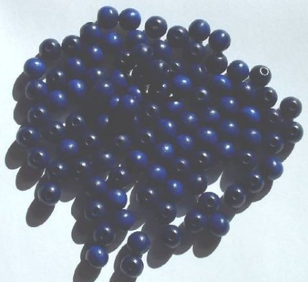 100 8mm Blue Round Wood with 2mm Hole