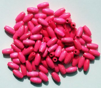 100 8x4mm Bright Pink Oval Wood Beads