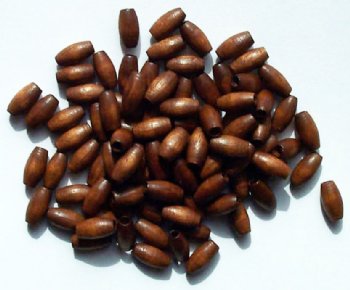 100 8x4mm Dark Brown Oval Wood Beads