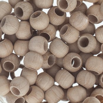 100 8x6.5mm Natural Round Wood with Large 4.5mm Hole