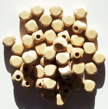 50 9mm Natural Rounded Cube Wood Beads