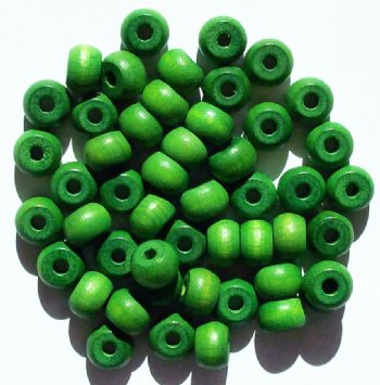 50 9x6.5mm Green Crow Wood Beads