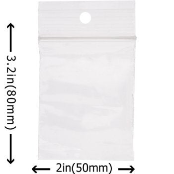 Pack of 100 2x3.2 Inch Clear Plastic Zip Lock Bags