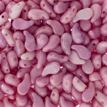 25, 8x5mm Alabaster Lilac Lustre LEFT Two Hole Zoliduo Beads