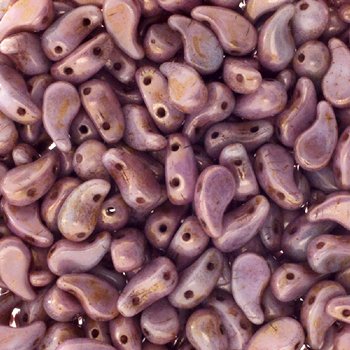 25, 8x5mm Alabaster Senegal Brown Violet Lustre LEFT Two Hole Zoliduo Beads