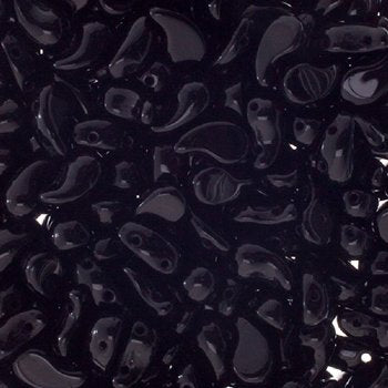 25, 8x5mm Opaque Black LEFT Two Hole Zoliduo Beads