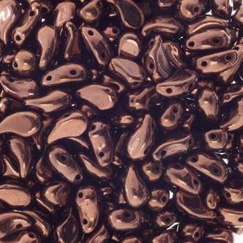 25, 8x5mm Bronze Lustre LEFT Two Hole Zoliduo Beads