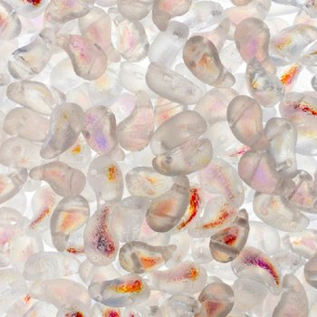 25, 8x5mm Etched Crystal Ab LEFT Two Hole Zoliduo Beads