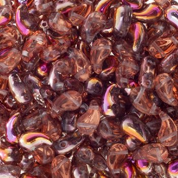 25, 8x5mm Crystal Copper Rainbow LEFT Two Hole Zoliduo Beads