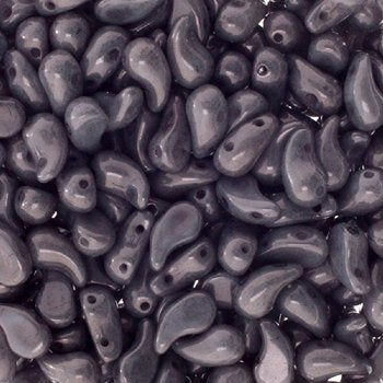 25, 8x5mm Alabaster Black Lustre LEFT Two Hole Zoliduo Beads